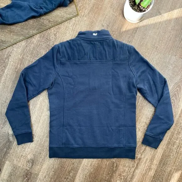 Navy Blue Vineyard vines Shep Quarter-Zip Knit Pullover Sweatshirt - Picture 3 of 6